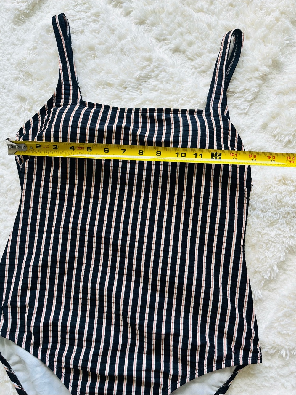 Shade & Shore Striped Ribbed Full Coverage One Piece Swimsuit Size M - Picture 11 of 12